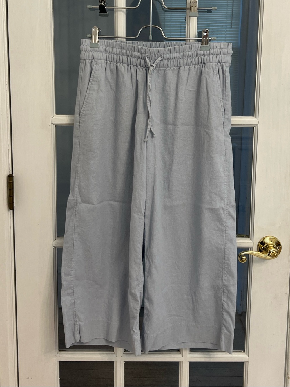 BANANA REPUBLIC Women’s Light Blue Linen Blend Drawstring Wide Leg Crop Pants